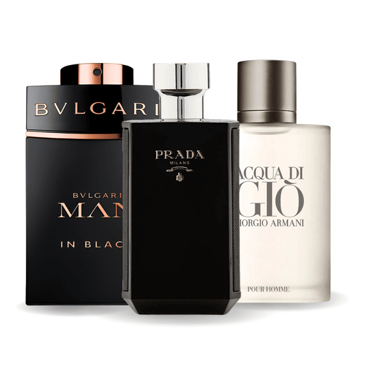 Комплект от 3 парфюма Bvlgari In Black, Giorgio Armani Acqua Di Gio, L'Homme Prada Intense 100ml